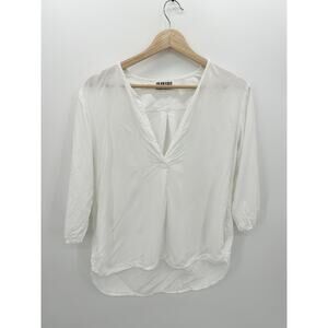 CP Shades for Seaside White Blouse Sz Small V-Neck 3/4 Sleeve Boho Light Coastal